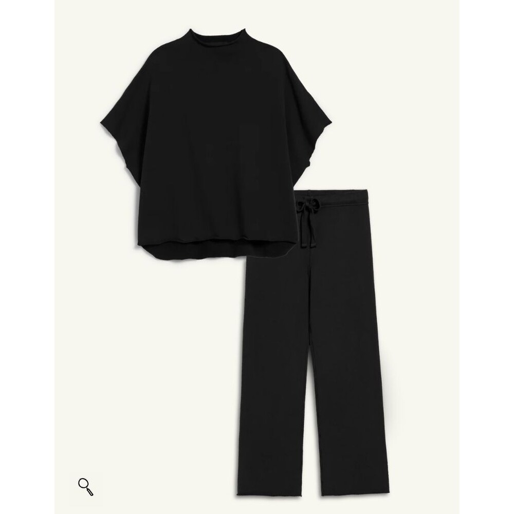 Frank & Eileen Malibu Travel Set Capelet Sweatpants Size L Black Comfort Cotton